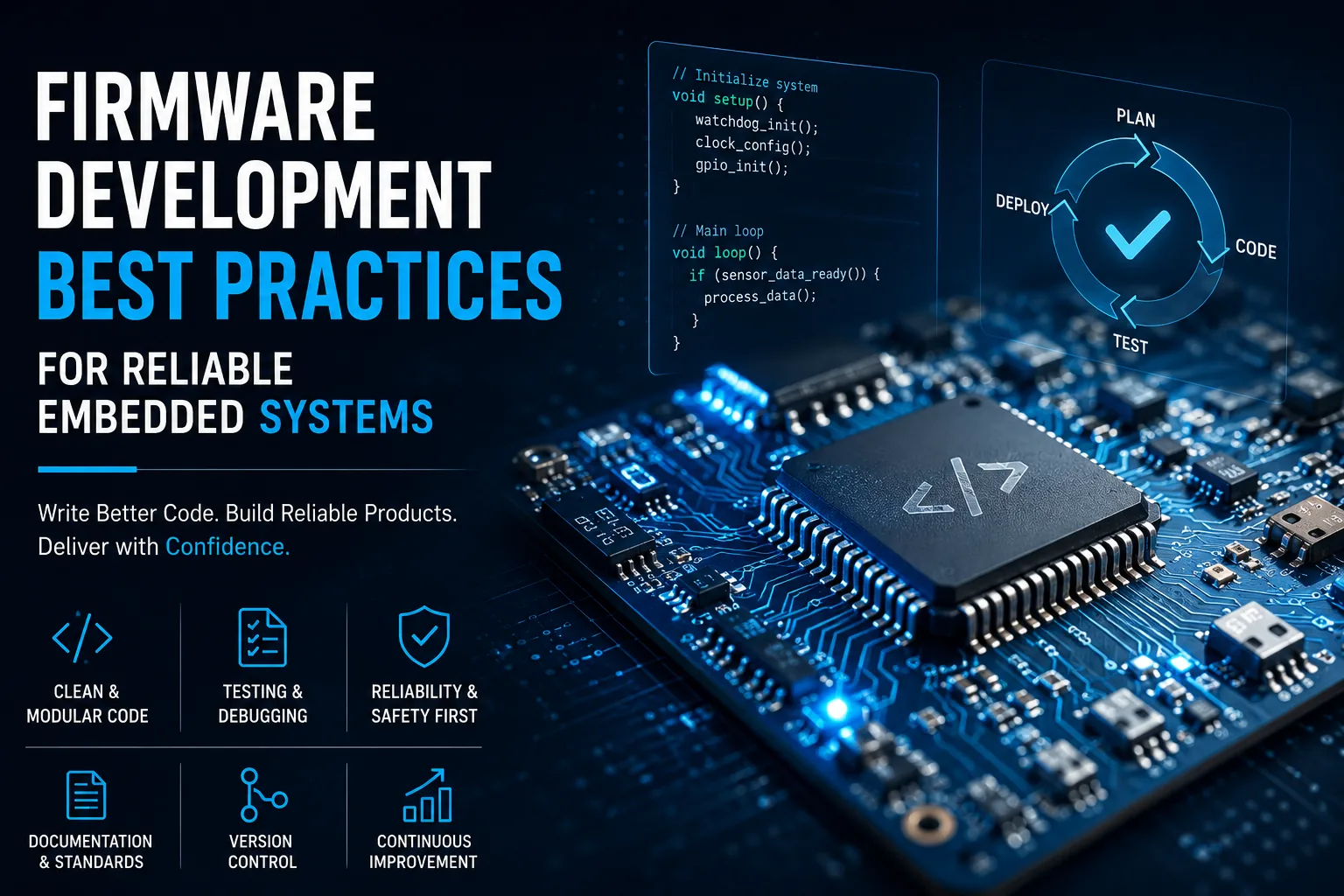 Firmware development best practices infographic